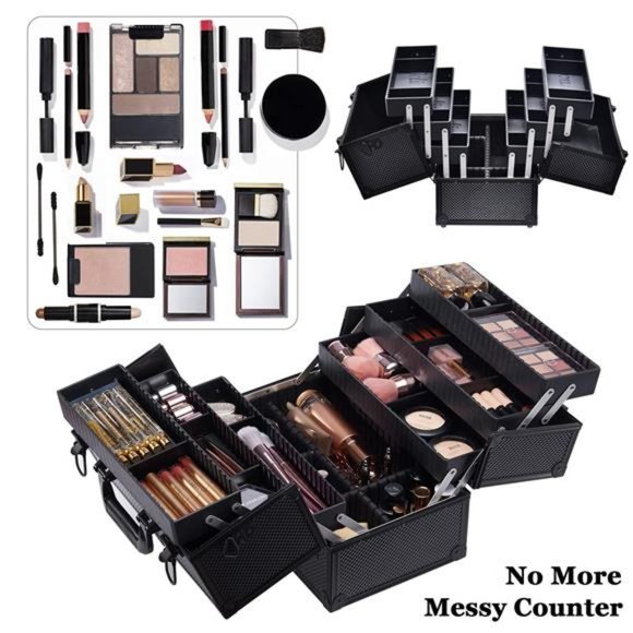 Makeup Train Case Professional Adjustable -6 Trays Cosmetic Cases Makeup Storage - Picture 3 of 7